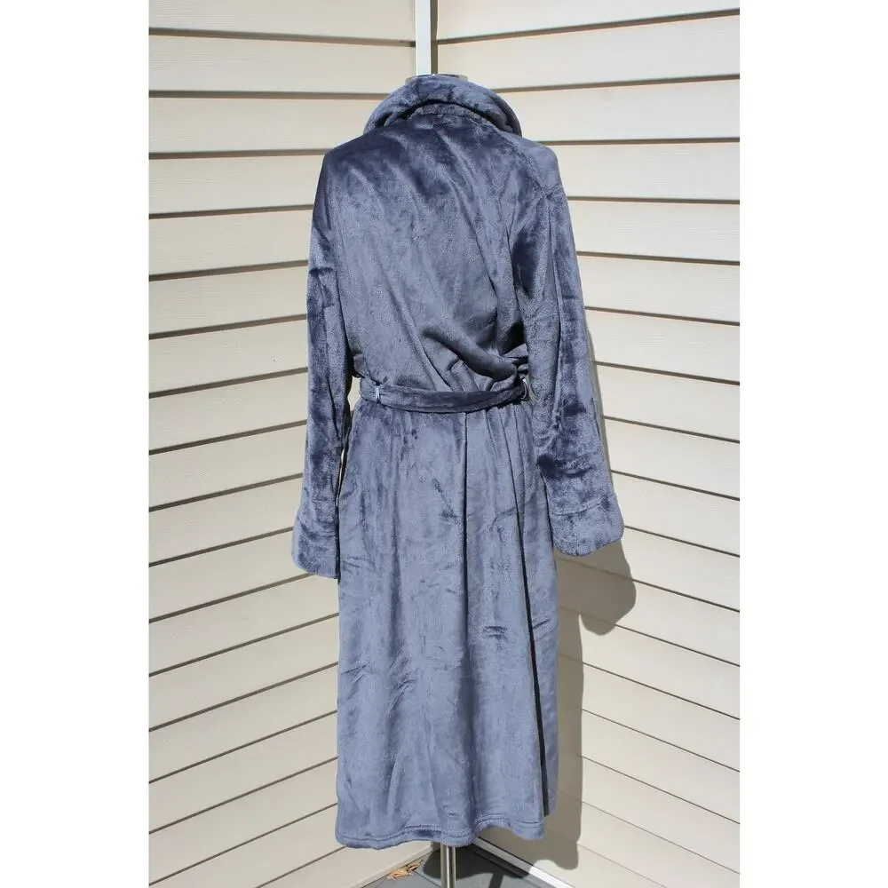 Miss Elaine Luxury Fleece Long Robe Ultra Soft Pewter Gray Size Medium - Picture 10 of 12